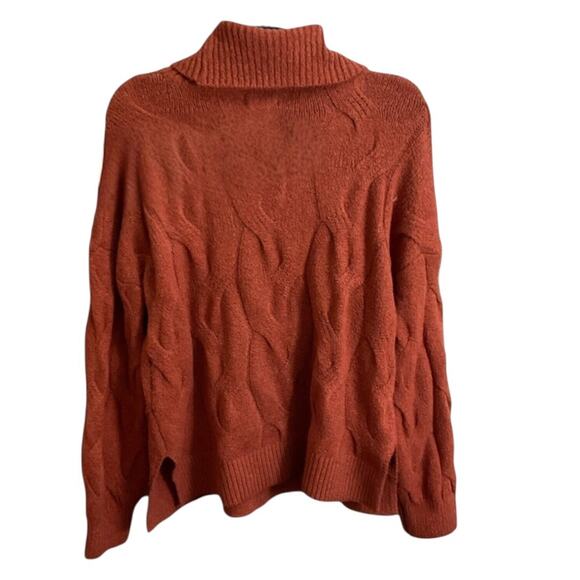 Cambridge Dry Goods Burnt Orange Cable Knit Cowl Neck Sweater Womens SZ XL - Picture 6 of 10